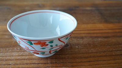 九谷美陶園さんの赤絵飯碗 <br>Red painting rice bowl by Kutanibitouen